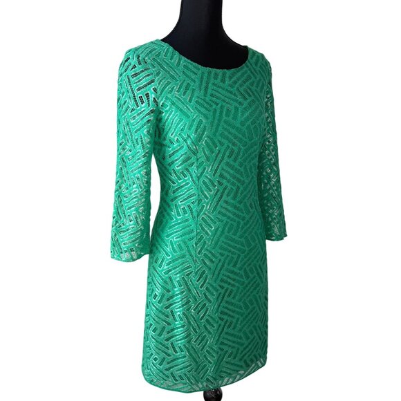 Lilly Pulitzer Camellia Dress Bamboo Geo Lace Fern Green Size 0 - Picture 2 of 12